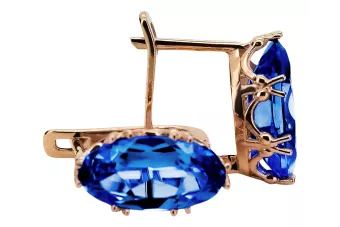 Oryginalny wyrób Vintage 14k z różowego złota Szafir Kolczyki Vintage Biżuteria vec021r